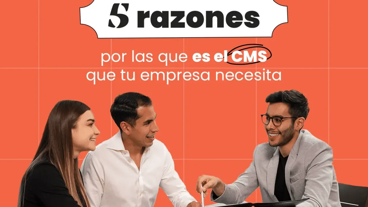 Personas conversando en una mesa con fondo naranja y texto sobre Drupal.
