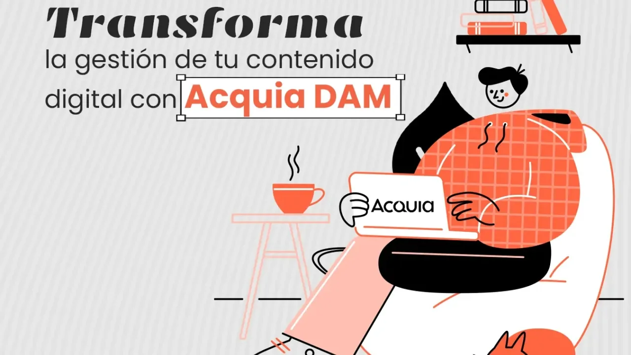 Persona sonriente con portátil en sillón, taza de café y gato dormido, estilo gráfico.