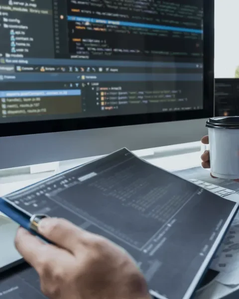 Ingeniero de software trabajando en el desarrollo de una plataforma digital enterprise